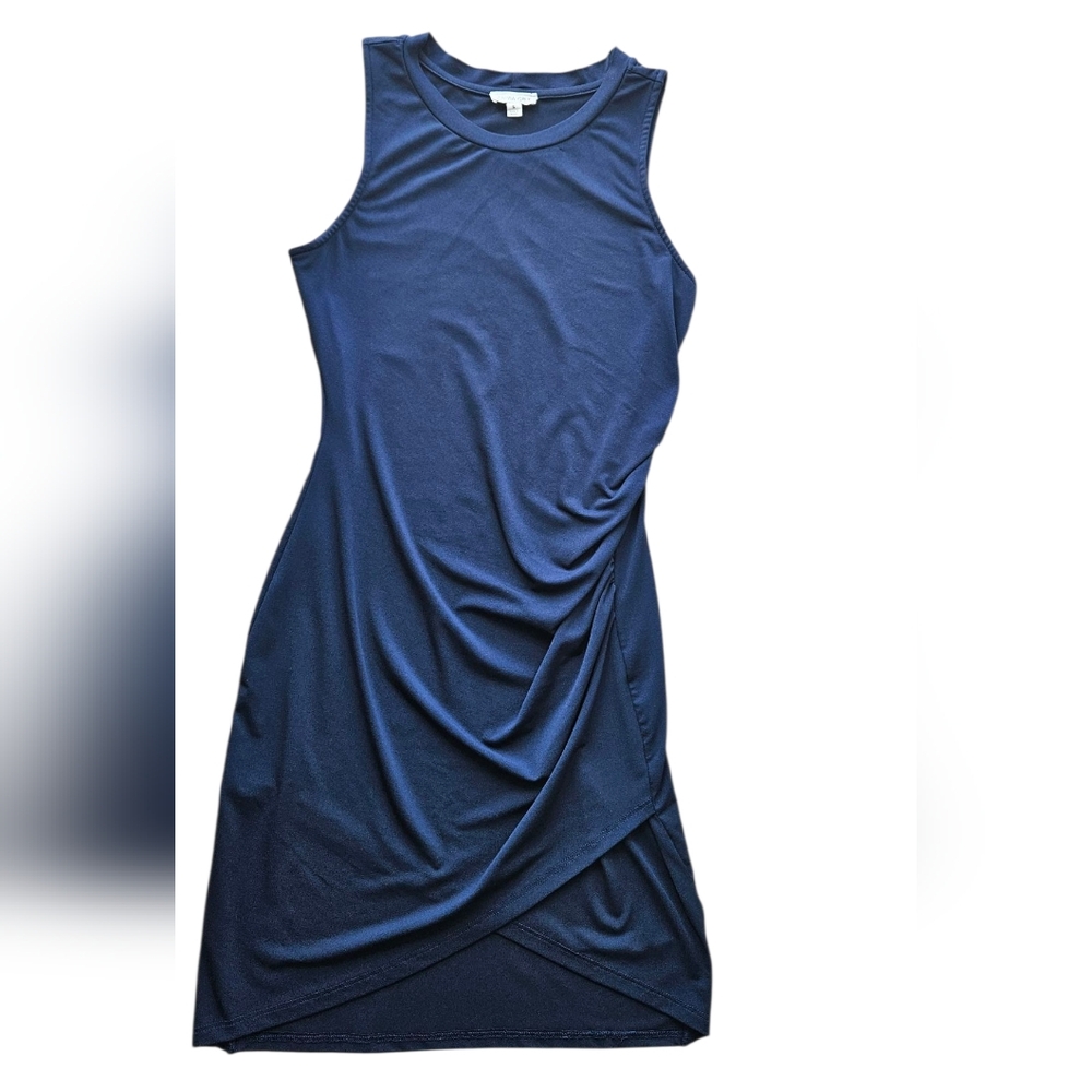 Olivia Grey Navy Blue Sleeveless Dress Size S